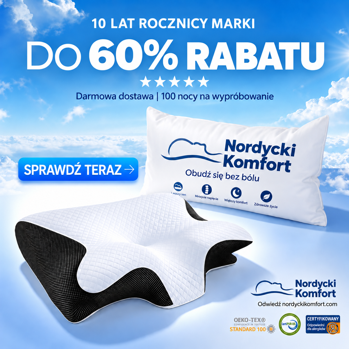OrthoSleep™ – Ergonomiczna poduszka na szyję i lepszy sen
